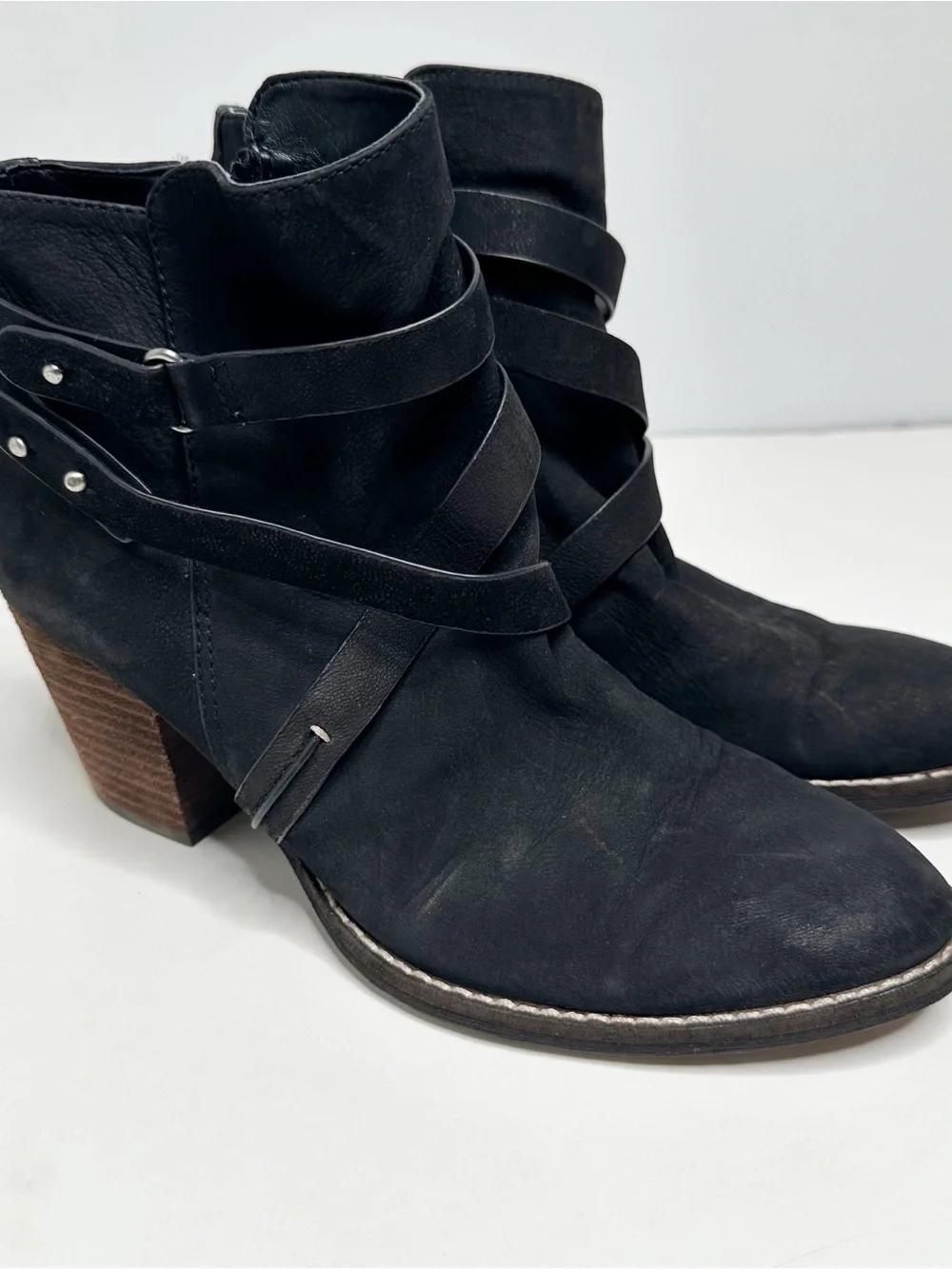 Sam Edelman Merton Black Suede Leather Ankle Booties Size 9